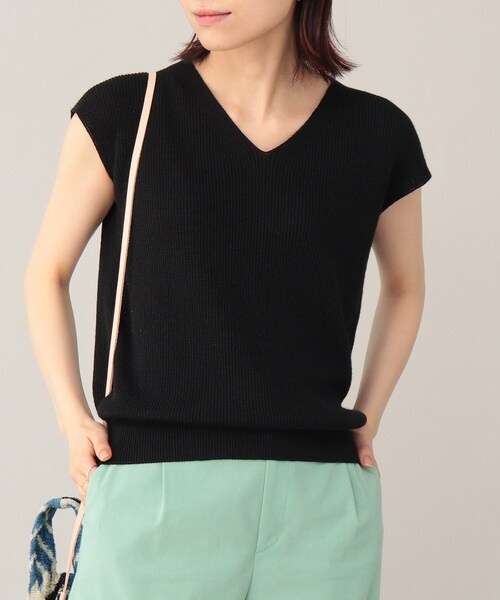 UNTITLED(アンタイトル)の「◆ラミー混 ノースリーブニット【洗える】(ベスト・レディース・黄緑系/ブラック/グレー系・02/48/04/00/44)」の2枚目の写真