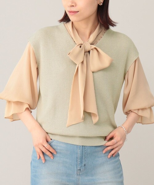 UNTITLED(アンタイトル)の「◆ラミー混 ノースリーブニット【洗える】(ベスト・レディース・黄緑系/ブラック/グレー系・02/48/04/00/44)」の12枚目の写真