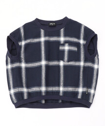 COMME CA ISM（コムサイズム）の「リネン混　ビッグチェック柄　Tブラウス（Tシャツ/カットソー・キッズ）」