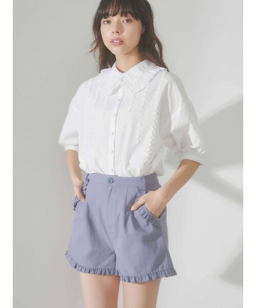 merry jenny（メリージェニー）の「flowerテープフリルカラーブラウス（シャツ/ブラウス・レディース・ブラック/ライトブルー/オフホワイト・FREE）」の6枚目の写真