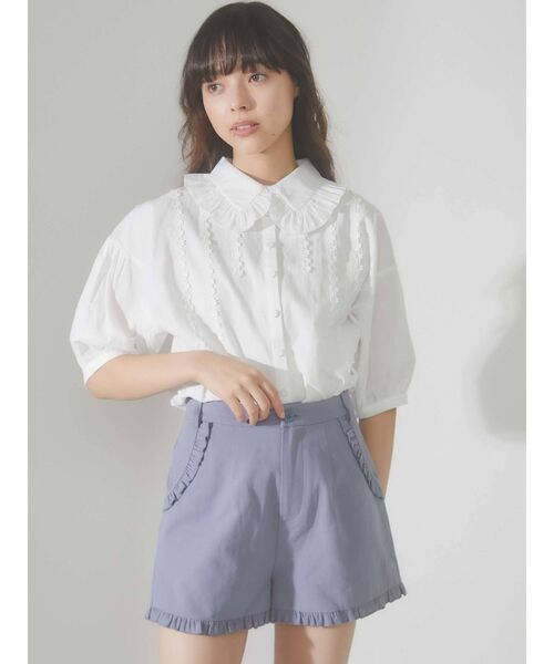 merry jenny（メリージェニー）の「flowerテープフリルカラーブラウス（シャツ/ブラウス・レディース・ブラック/ライトブルー/オフホワイト・FREE）」の8枚目の写真