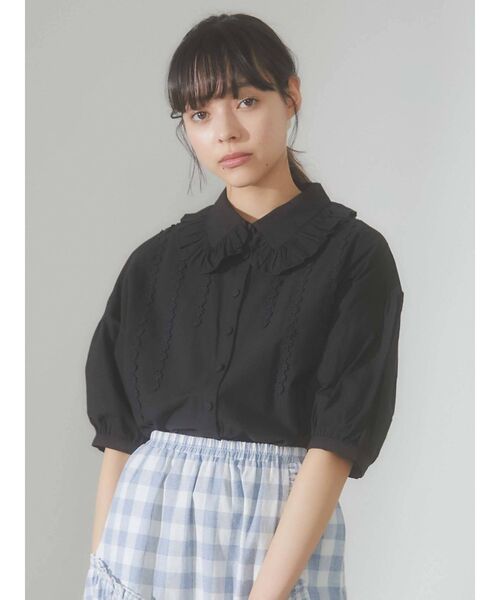 merry jenny（メリージェニー）の「flowerテープフリルカラーブラウス（シャツ/ブラウス・レディース・ブラック/ライトブルー/オフホワイト・FREE）」の12枚目の写真