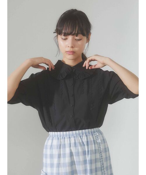 merry jenny（メリージェニー）の「flowerテープフリルカラーブラウス（シャツ/ブラウス・レディース・ブラック/ライトブルー/オフホワイト・FREE）」の14枚目の写真