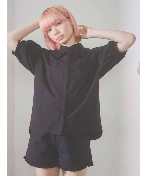 merry jenny（メリージェニー）の「flowerテープフリルカラーブラウス（シャツ/ブラウス・レディース・ブラック/ライトブルー/オフホワイト・FREE）」の22枚目の写真