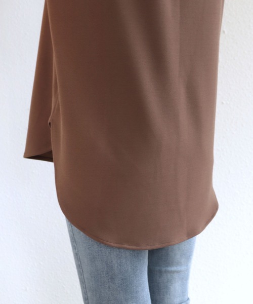 andme(アンドミー)の「きれいめ梨地ポンチフレンチスリーブトップス(Tシャツ/カットソー・レディース・ブラック/ブラウン/カーキ/グレイッシュベージュ/ピンクベージュ/ピンク系その他/ライトベージュ/ネイビー・M)」の12枚目の写真