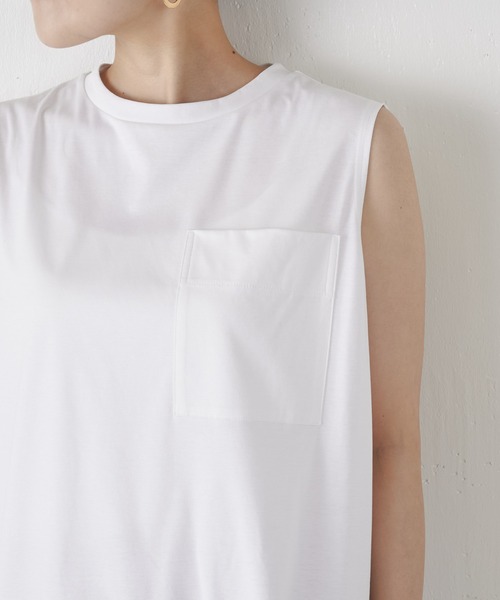 BEARDSLEY（ビアズリー）の「夏に涼しい！スピンスムースノースリーブ（Tシャツ/カットソー・レディース・ブラック/ホワイト・FREE）」の2枚目の写真