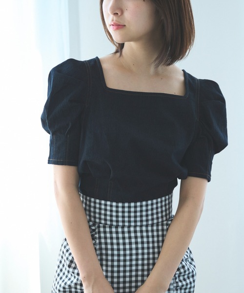 FREE'S MART（フリーズマート）の「◇スクエアネックショート丈ボリュームスリーブ半袖ブラウス（シャツ/ブラウス・レディース・ホワイト系その他/ブラック/オレンジ系その他/グレー系その他・FREE）」の3枚目の写真