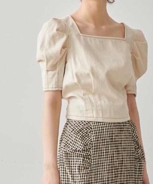 FREE'S MART（フリーズマート）の「◇スクエアネックショート丈ボリュームスリーブ半袖ブラウス（シャツ/ブラウス・レディース・ホワイト系その他/ブラック/オレンジ系その他/グレー系その他・FREE）」の5枚目の写真