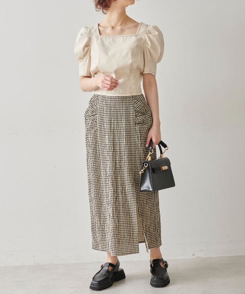 FREE'S MART（フリーズマート）の「◇スクエアネックショート丈ボリュームスリーブ半袖ブラウス（シャツ/ブラウス・レディース・ホワイト系その他/ブラック/オレンジ系その他/グレー系その他・FREE）」の8枚目の写真