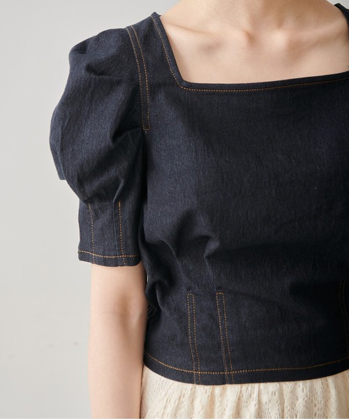 FREE'S MART（フリーズマート）の「◇スクエアネックショート丈ボリュームスリーブ半袖ブラウス（シャツ/ブラウス・レディース・ホワイト系その他/ブラック/オレンジ系その他/グレー系その他・FREE）」の14枚目の写真