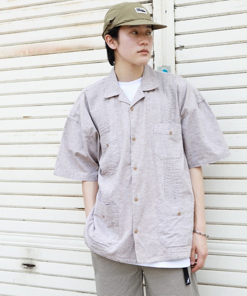 air tokyo sellection（エアートウキョウセレクション）の「綿麻 ストレッチ キューバシャツ（シャツ/ブラウス・メンズ・ホワイト/ブラック/カーキ/モカ・MEDIUM/LARGE）」の19枚目の写真