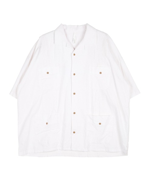 air tokyo sellection（エアートウキョウセレクション）の「綿麻 ストレッチ キューバシャツ（シャツ/ブラウス・メンズ・ホワイト/ブラック/カーキ/モカ・MEDIUM/LARGE）」の5枚目の写真