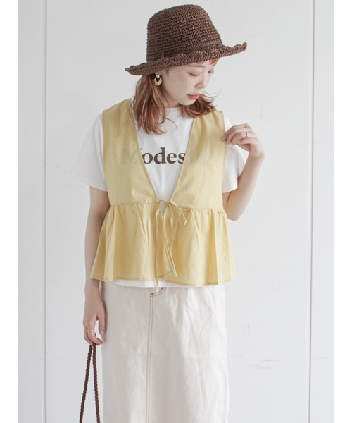 ehka sopo（エヘカソポ）の「ノースリブラウスTシャツセット（ニット/セーター・レディース・ブラック/ベージュ/ピンク・ﾌﾘ-）」の16枚目の写真