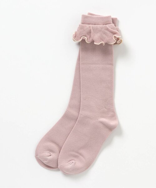 apres les cours（アプレレクール）の「メローフリルハイソックス【フォーマル対応】（ソックス/靴下・キッズ・ネイビー/オフホワイト/ピンク・12/15 /18/21）」の8枚目の写真