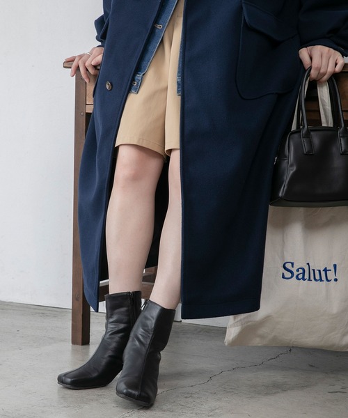 BONLECILL（ボンルシール）の「フェイクレザー スクエアトゥショートブーツ（ブーツ・レディース・アイボリー/ブラック/ブラウン・S/M/L）」の16枚目の写真