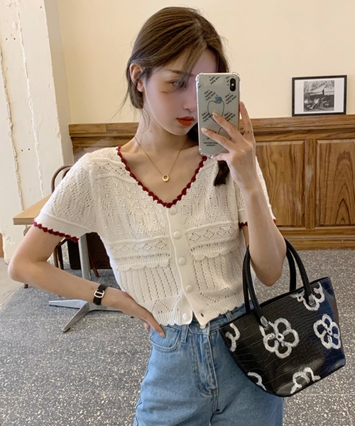 LAFFMO（ラフモ）の「バイカラーカーディガン（カーディガン/ボレロ・レディース・ホワイト/ピンク/イエロー/ブルー・FREE）」の15枚目の写真