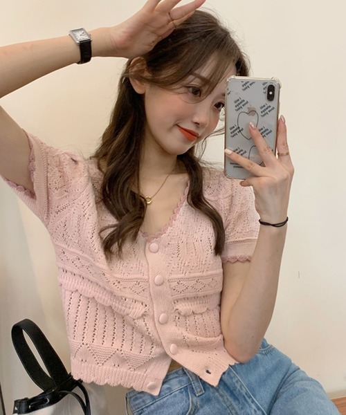 LAFFMO（ラフモ）の「バイカラーカーディガン（カーディガン/ボレロ・レディース・ホワイト/ピンク/イエロー/ブルー・FREE）」の19枚目の写真