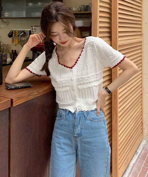 LAFFMO（ラフモ）の「バイカラーカーディガン（カーディガン/ボレロ・レディース・ホワイト/ピンク/イエロー/ブルー・FREE）」の18枚目の写真