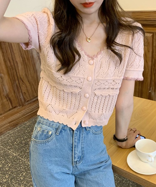 LAFFMO（ラフモ）の「バイカラーカーディガン（カーディガン/ボレロ・レディース・ホワイト/ピンク/イエロー/ブルー・FREE）」の10枚目の写真