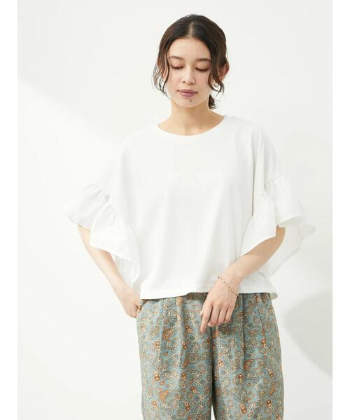 ELENCARE DUE（エレンカーレデュエ）の「・ELENCARE DUE フレアスリーブショートTシャツ（Tシャツ/カットソー・レディース・チャコールグレー/ブラック/レッド/オフホワイト・FREE）」の8枚目の写真