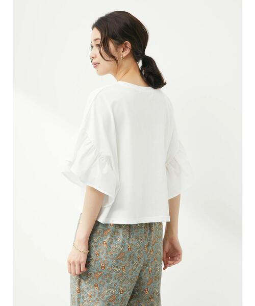 ELENCARE DUE（エレンカーレデュエ）の「・ELENCARE DUE フレアスリーブショートTシャツ（Tシャツ/カットソー・レディース・チャコールグレー/ブラック/レッド/オフホワイト・FREE）」の10枚目の写真