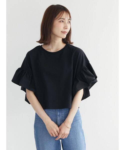 ELENCARE DUE（エレンカーレデュエ）の「・ELENCARE DUE フレアスリーブショートTシャツ（Tシャツ/カットソー・レディース・チャコールグレー/ブラック/レッド/オフホワイト・FREE）」の15枚目の写真