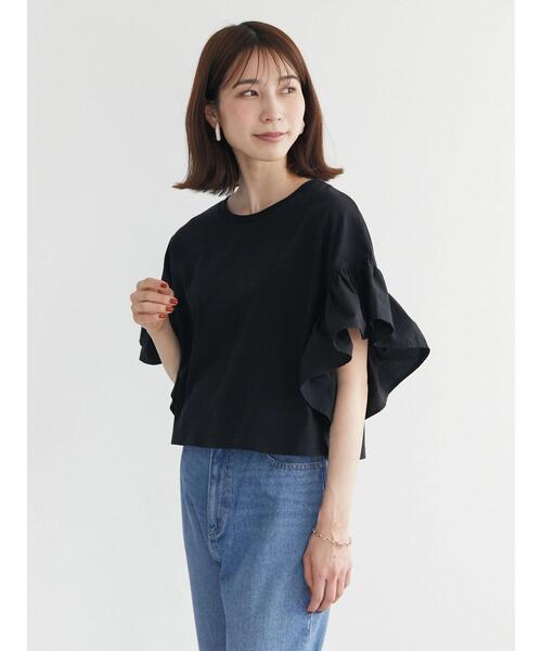 ELENCARE DUE（エレンカーレデュエ）の「・ELENCARE DUE フレアスリーブショートTシャツ（Tシャツ/カットソー・レディース・チャコールグレー/ブラック/レッド/オフホワイト・FREE）」の16枚目の写真