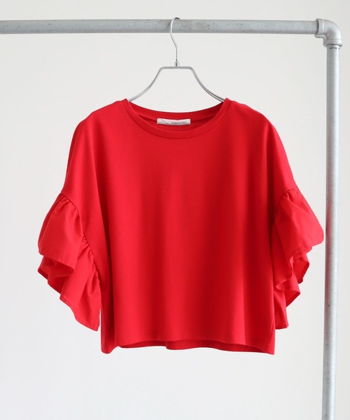 ELENCARE DUE（エレンカーレデュエ）の「・ELENCARE DUE フレアスリーブショートTシャツ（Tシャツ/カットソー・レディース・チャコールグレー/ブラック/レッド/オフホワイト・FREE）」の20枚目の写真