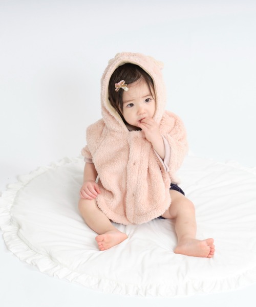 kids zoo(キッズズー)の「両面シープボアマント(ポンチョ・キッズ・ホワイト/ライトグレー/ベージュ/ピンク・S/M)」の12枚目の写真