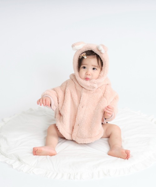 kids zoo(キッズズー)の「両面シープボアマント(ポンチョ・キッズ・ホワイト/ライトグレー/ベージュ/ピンク・S/M)」の13枚目の写真