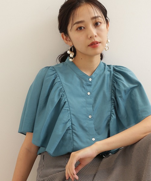 NATURAL BEAUTY BASIC（ナチュラルビューティーベーシック）の「バタフライスリーブシャツ（シャツ/ブラウス・レディース・ブラック/ダークブルー/グリーン・MEDIUM/SMALL）」の3枚目の写真