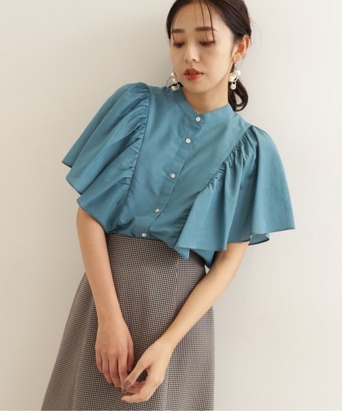 NATURAL BEAUTY BASIC（ナチュラルビューティーベーシック）の「バタフライスリーブシャツ（シャツ/ブラウス・レディース・ブラック/ダークブルー/グリーン・MEDIUM/SMALL）」の8枚目の写真