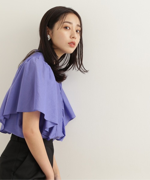 NATURAL BEAUTY BASIC（ナチュラルビューティーベーシック）の「バタフライスリーブシャツ（シャツ/ブラウス・レディース・ブラック/ダークブルー/グリーン・MEDIUM/SMALL）」の5枚目の写真