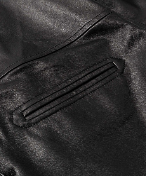 Subciety（サブサエティ）の「LAMB LEATHER CAR COAT（ライダースジャケット・メンズ・ブラック・LARGE/X-LARGE/MEDIUM）」の4枚目の写真