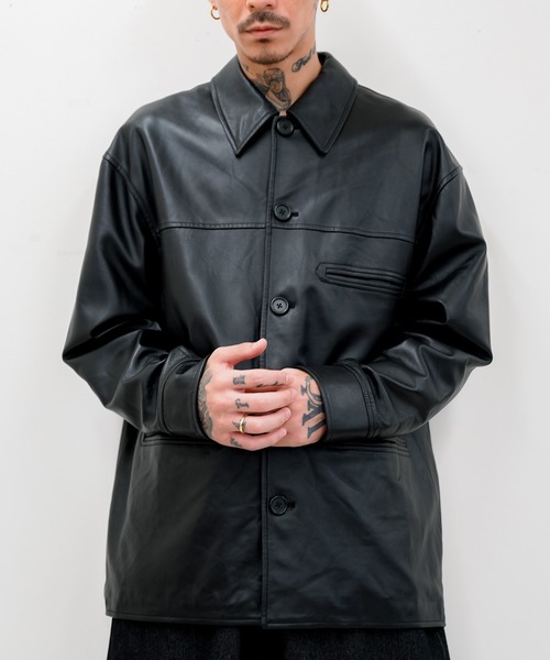 Subciety（サブサエティ）の「LAMB LEATHER CAR COAT（ライダースジャケット・メンズ・ブラック・LARGE/X-LARGE/MEDIUM）」の8枚目の写真