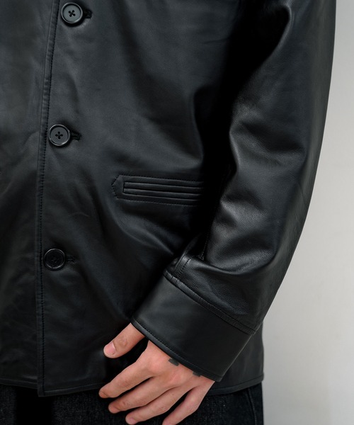 Subciety（サブサエティ）の「LAMB LEATHER CAR COAT（ライダースジャケット・メンズ・ブラック・LARGE/X-LARGE/MEDIUM）」の12枚目の写真