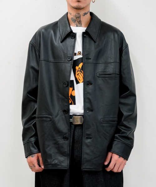 Subciety（サブサエティ）の「LAMB LEATHER CAR COAT（ライダースジャケット・メンズ・ブラック・LARGE/X-LARGE/MEDIUM）」の10枚目の写真