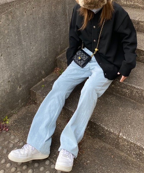 NYLAUS（ナイラス）の「別注 イージー デニムフレアパンツ（デニムパンツ・メンズ・ネイビー/ブルー/ケミカルウォッシュ・LL/M/L）」の3枚目の写真