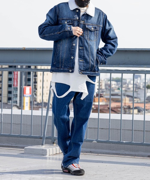 NYLAUS（ナイラス）の「別注 イージー デニムフレアパンツ（デニムパンツ・メンズ・ネイビー/ブルー/ケミカルウォッシュ・LL/M/L）」の5枚目の写真