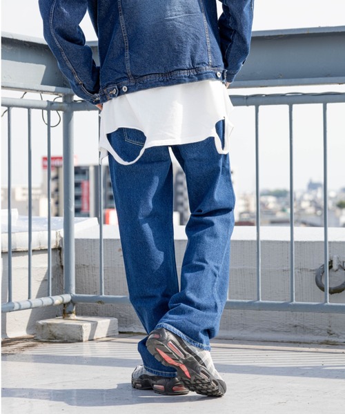 NYLAUS（ナイラス）の「別注 イージー デニムフレアパンツ（デニムパンツ・メンズ・ネイビー/ブルー/ケミカルウォッシュ・LL/M/L）」の6枚目の写真