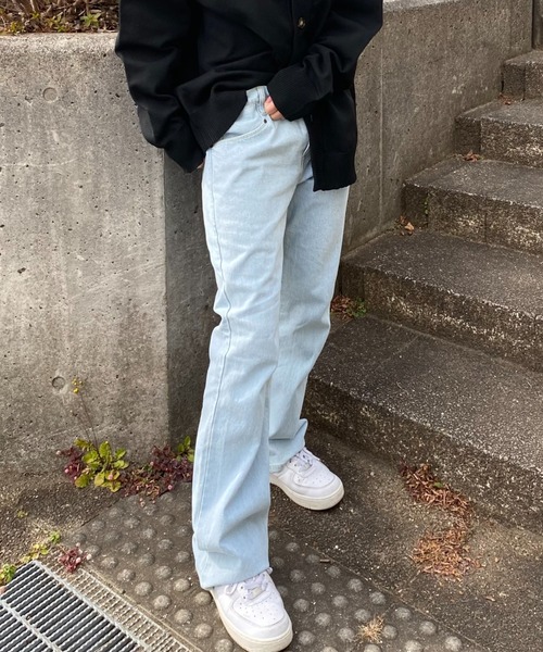 NYLAUS（ナイラス）の「別注 イージー デニムフレアパンツ（デニムパンツ・メンズ・ネイビー/ブルー/ケミカルウォッシュ・LL/M/L）」の13枚目の写真