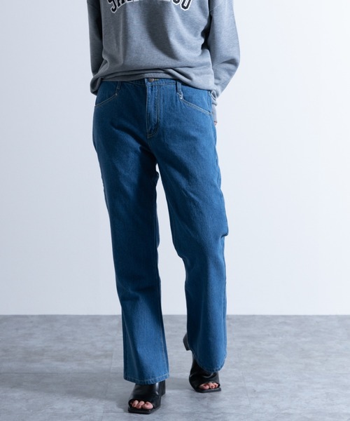 NYLAUS（ナイラス）の「別注 イージー デニムフレアパンツ（デニムパンツ・メンズ・ネイビー/ブルー/ケミカルウォッシュ・LL/M/L）」の20枚目の写真