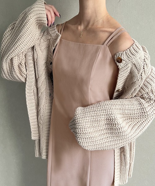 JUNOAH（ジュノア）の「ピーチスキンIラインキャミワンピース（ワンピース・レディース・ブラック/ダークグリーン/ピンクベージュ/ベージュ/ブルーグレー/カーキ/ブラウン・MEDIUM/LARGE/X-LARGE/SMALL）」の18枚目の写真