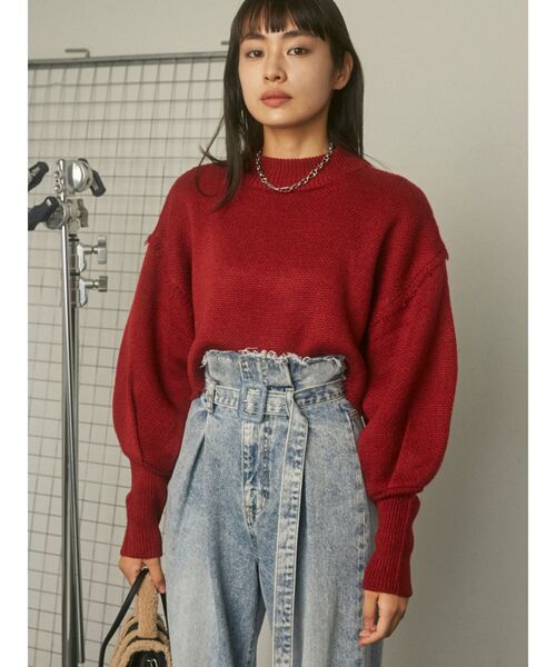 EMODA（エモダ）の「アップネックボリュームスリーブニット（ニット/セーター・レディース・ブラック/レッド/その他1/その他・FREE）」の6枚目の写真