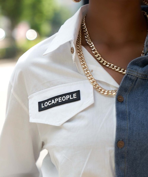 babyShoop（ベイビーシュープ）の「デニム切り替えシャツ（シャツ/ブラウス・レディース・ブラック/ホワイト・FREE）」の8枚目の写真