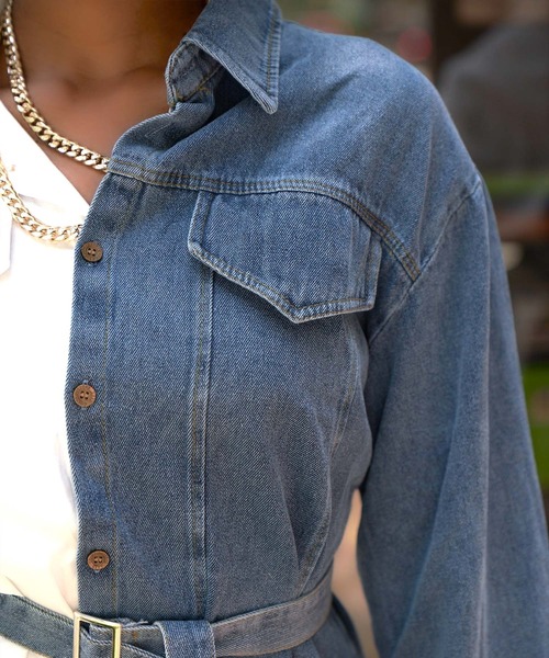 babyShoop（ベイビーシュープ）の「デニム切り替えシャツ（シャツ/ブラウス・レディース・ブラック/ホワイト・FREE）」の9枚目の写真