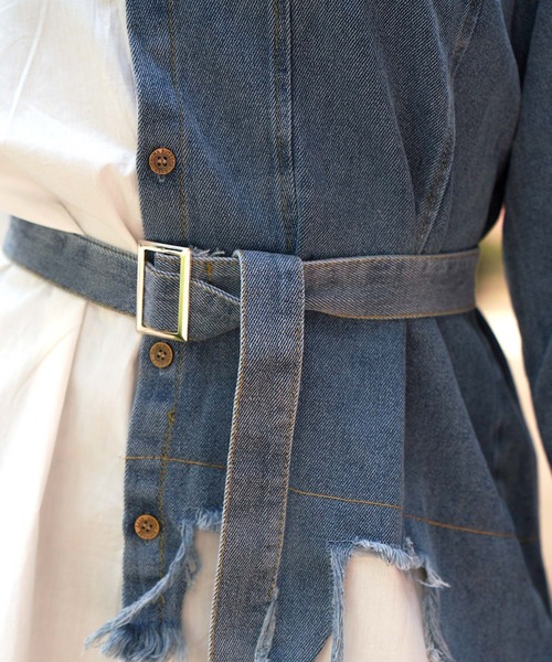 babyShoop（ベイビーシュープ）の「デニム切り替えシャツ（シャツ/ブラウス・レディース・ブラック/ホワイト・FREE）」の10枚目の写真