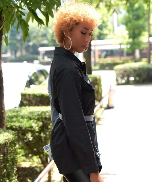 babyShoop（ベイビーシュープ）の「デニム切り替えシャツ（シャツ/ブラウス・レディース・ブラック/ホワイト・FREE）」の13枚目の写真