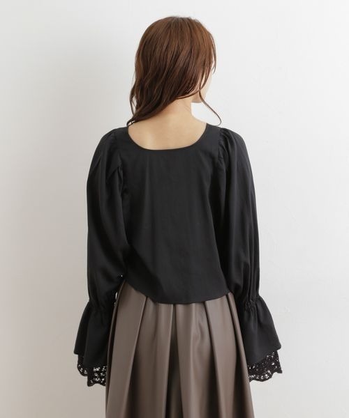 mysty woman（ミスティウーマン）の「【WEB限定】フレアスリーブレースレイヤードブラウス　299713（シャツ/ブラウス・レディース・ライトベージュ/オフホワイト/ライトグリーン/ブラック・FREE）」の11枚目の写真