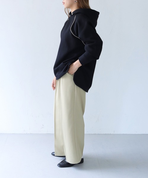 HER CLOSET(ハークローゼット)の「【shemoshelly】裏起毛ウェーブラグランパーカー(パーカー・レディース・ブラウン/アイボリー/ライトカーキ/ブラック・M)」の11枚目の写真